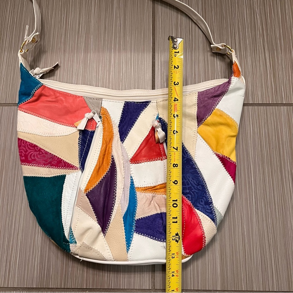 Vintage Leather Patchwork Crossbody Bag rare purse 80s quilt quilted - Picture 6 of 15